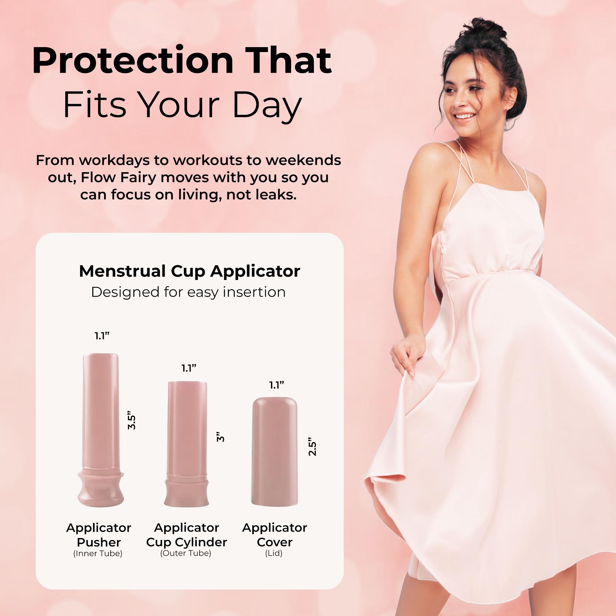 Copa menstrual y aplicador, copa menstrual reutilizable, hecha para una protección cómoda y sin fugas hasta 12 horas, sin BPA ni látex, incluye copa y aplicador de copa menstrual (pequeño)