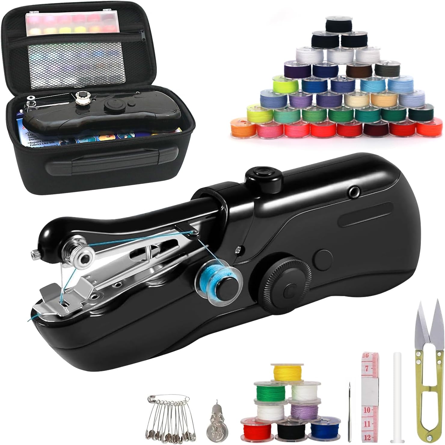 Handheld Sewing Machine for Beginner's, Portable Mini Sewing Machine with Quick Stitching, Small Sewing Machine Kit for Clothes, Jeans, DIY, Home, Travel