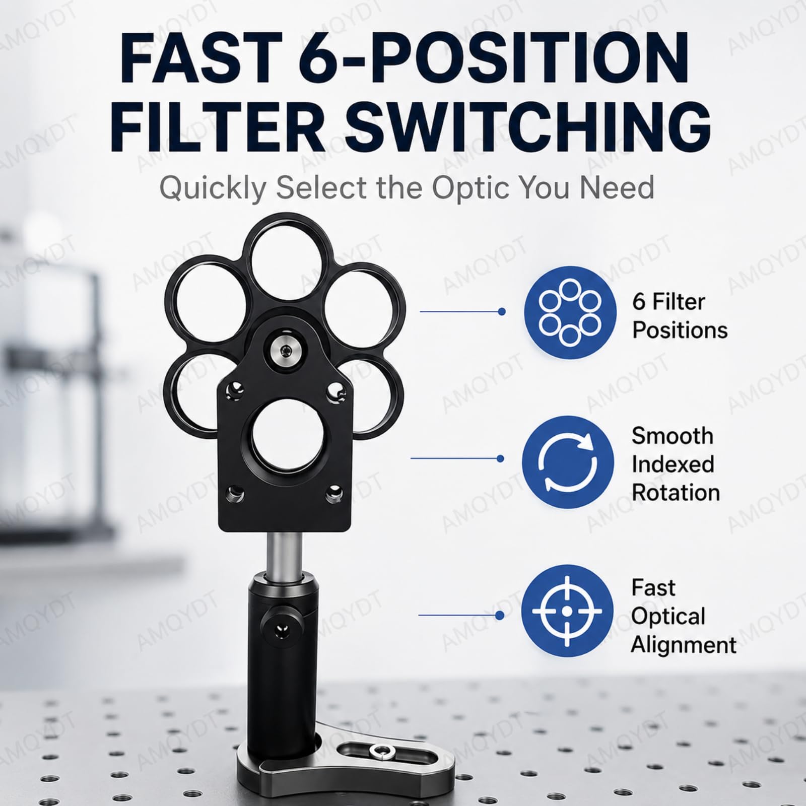 Rueda De Filtros De 6 Posiciones, Soporte para Rueda De Filtros Tipo Jaula, Montura Coaxial De 30 Mm con Opciones De Tamaño Dual De 12,7 Mm/25,4 Mm para Experimentos 25.4mm