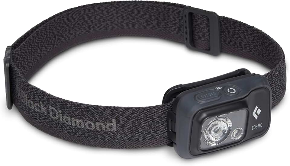 BLACK DIAMOND Cosmo 350 Headlamp | 350 Lumens, 3X AAA Batteries (Included) | Dual Power Options | Waterproof, Dimmable Light for Camping &amp; Hiking | Graphite