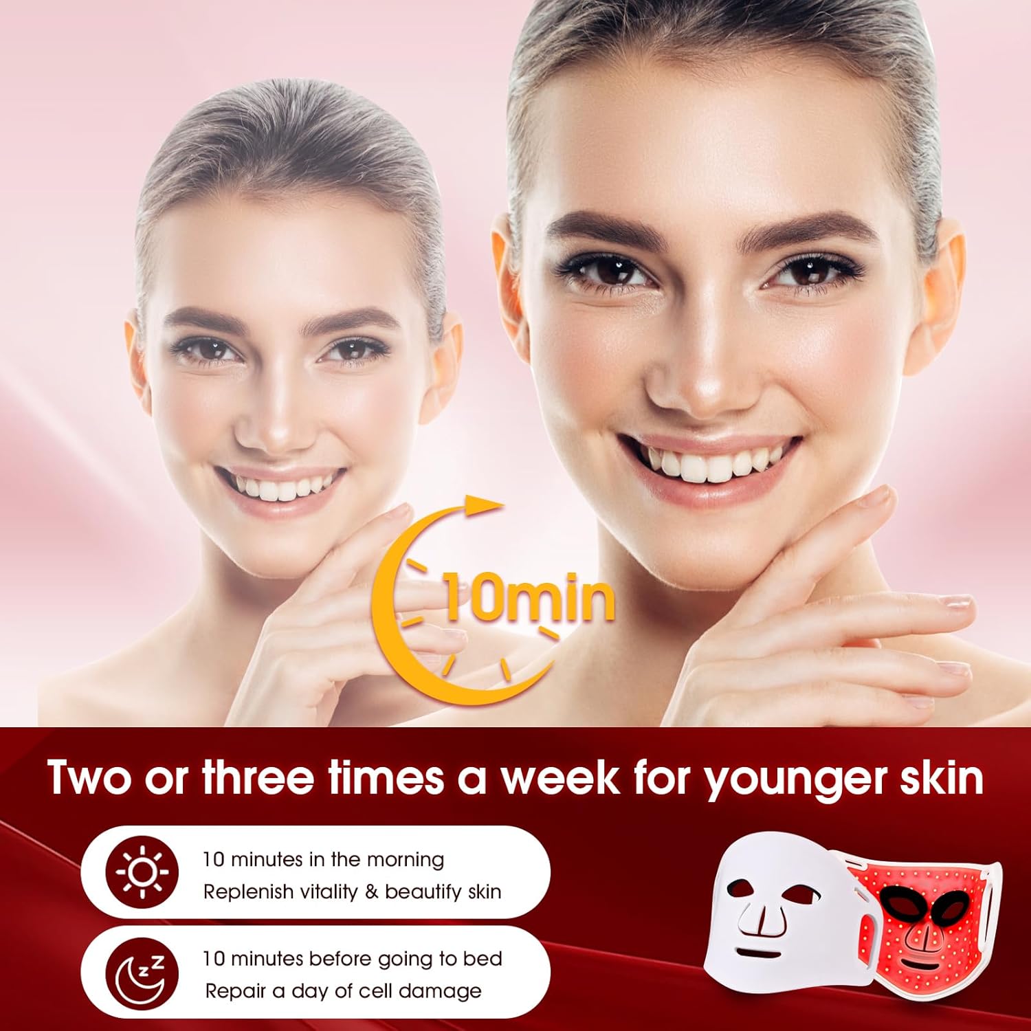 Face 4 Light Modes Firming for Home Working Travel, USB Charging with Controller