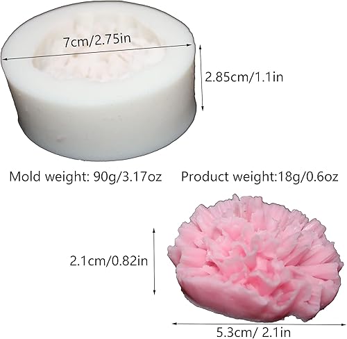 Miniatura 2 de Molde de silicona de clavel multiuso perfecto para decoración de pasteles, fabricación de jabón, velas y productos de aromaterapia (clavel A+B)