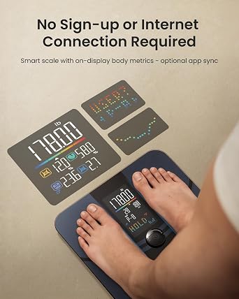 RENPHO Smart Scale for Body Weight, Body Fat Scale for BMI, Body Fat, Muscle Mass, High Accurate Bathroom Scale with Large VA Dispaly, 18 Body Composition, 400lb, ELIS 3X