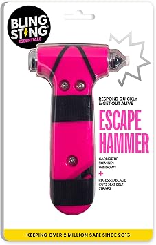 Super-Cute Safety Hammer - Emergency Automotive Escape Hammer Tool, Seat Belt Cutter & Car Window Break Tool - Pink, 1 Count