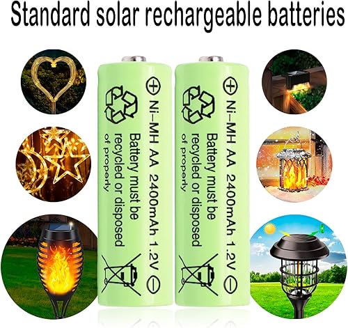 Miniatura 3 de Baterías recargables de alta capacidad de 1.2 V, tamaño AA, 2400 mAh, batería NiMH de baja autodescarga para luces solares al aire libre, luz de