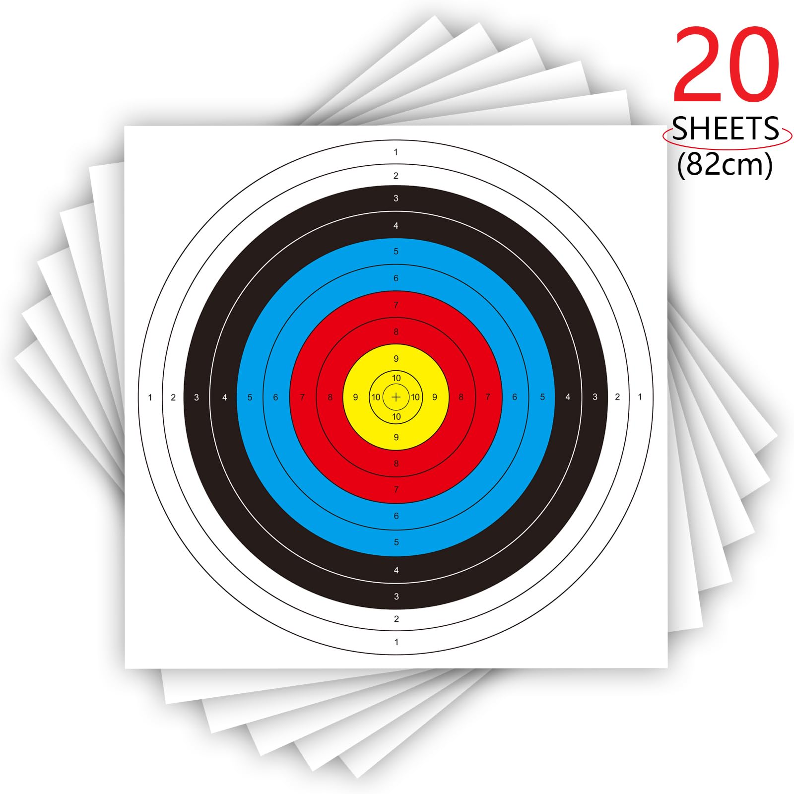 20 Stück Bullseye Bogenschießen Zielscheiben, Bogenschießen Standard Ziele Papier 10 Ringe Bogenschießen Ziel Gesicht für Jagdschießen Training Praxis