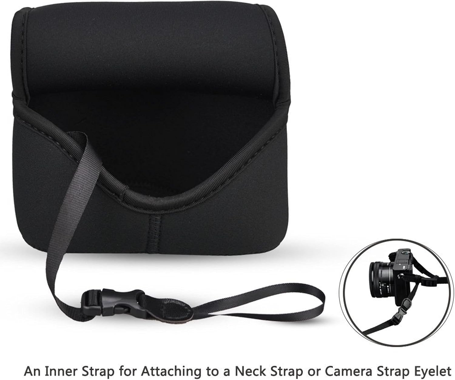 JJC Soft Neoprene Digital Camera Case Pouch Compact Bag Protector with Anti-Lost Inner Strap for Sony ZV-E10 A6500 A6400 A6300 A6100 A6000 A5500 A5100 with E 16-50mm Lens - Image 7
