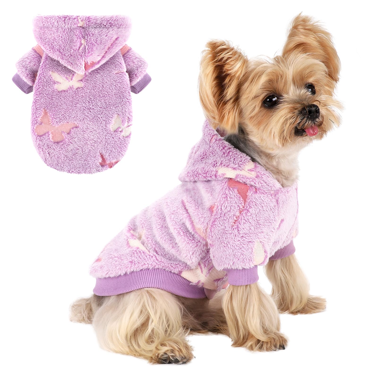 Pull violet pour petit chien taille XS vêtement hiver doux pour chiot fille et garçon