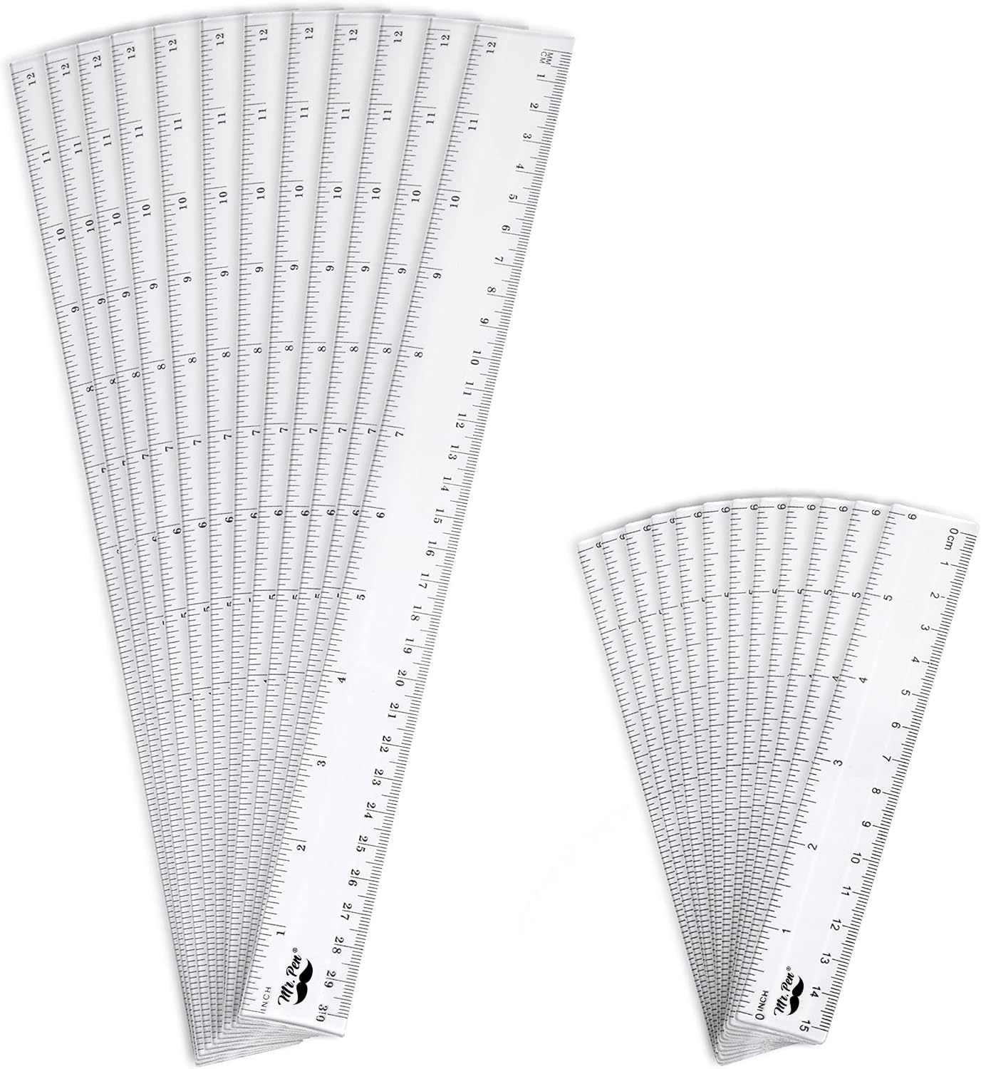 Mr. Pen- Ruler, 24 Pc Rulers (12",6"), Ruler 12 inch, Clear Ruler, 6 inch Ruler, Plastic Ruler, Drafting Tools, Rulers for Kids, Measuring Tools, Ruler Set, Ruler inches and Centimeters, Transparent