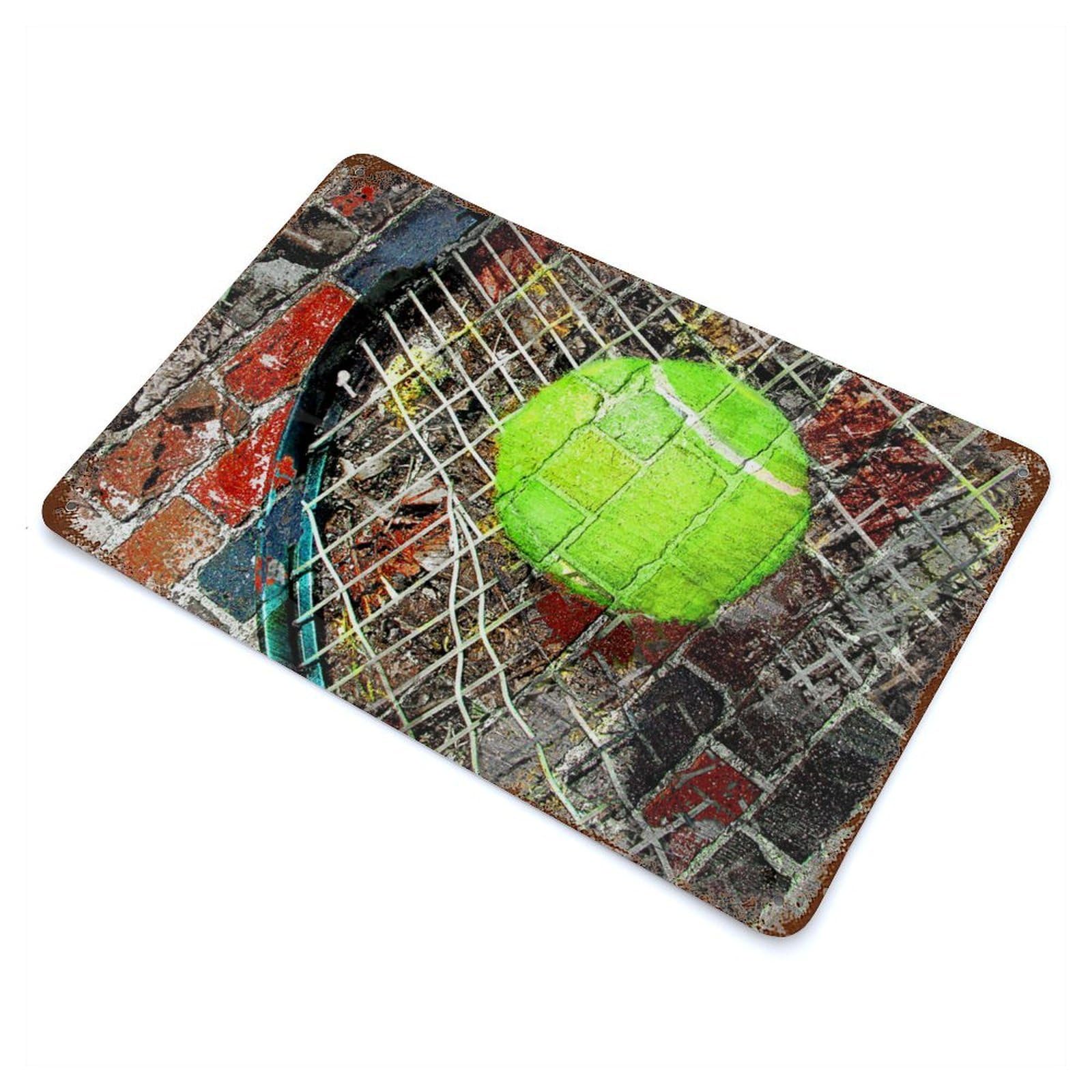 Tennis Print Work 3 Rust Effect Tin Sign 11.8"x7.9", Ideal for Shed, Workshop And Garage Wall Decor