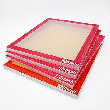 Wesiti 4 Pack Aluminum Screen Printing Frames 20 x 24 Inch, Dry Sift Screen Set with 60/90/110/200 Mesh, 250/165/150/75 Um, Pre-Stretched Polyester Silk Screens Frames for T-Shirt Printing DIY Crafts