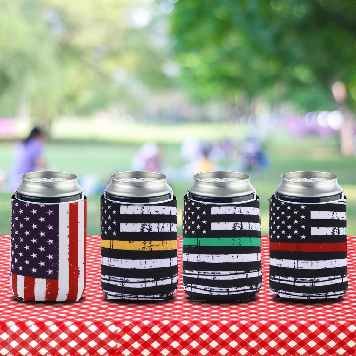 4pcs Ml Neoprene Can Sleeve Flag Pattern for Coffee Drinks