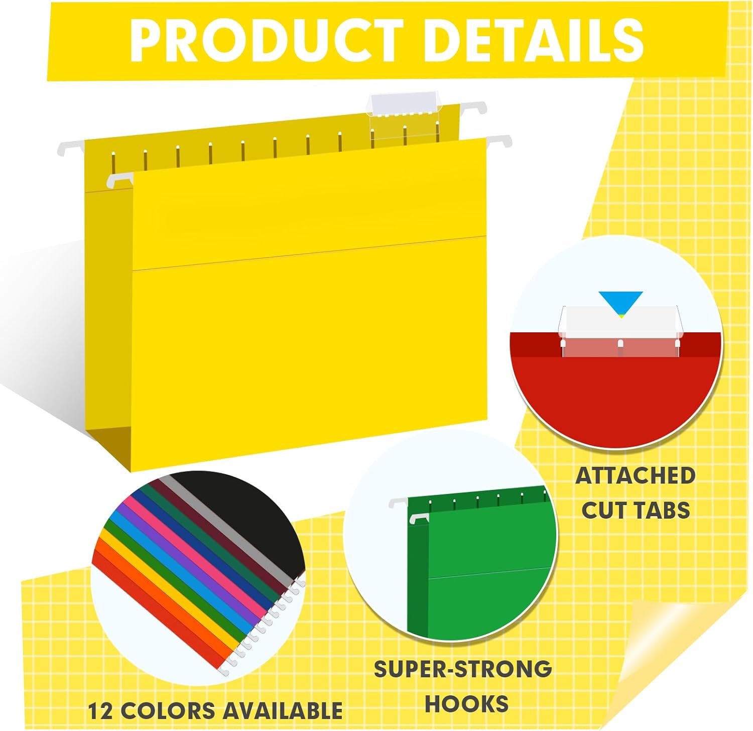HERKKA Extra Capacity Hanging File Folders, 60 Pack Reinforced Letter Size Hanging Folders with Heavy Duty 3 Inch Expansion, Designed for Bulky Files, Medical Charts, 12 Assorted Colors