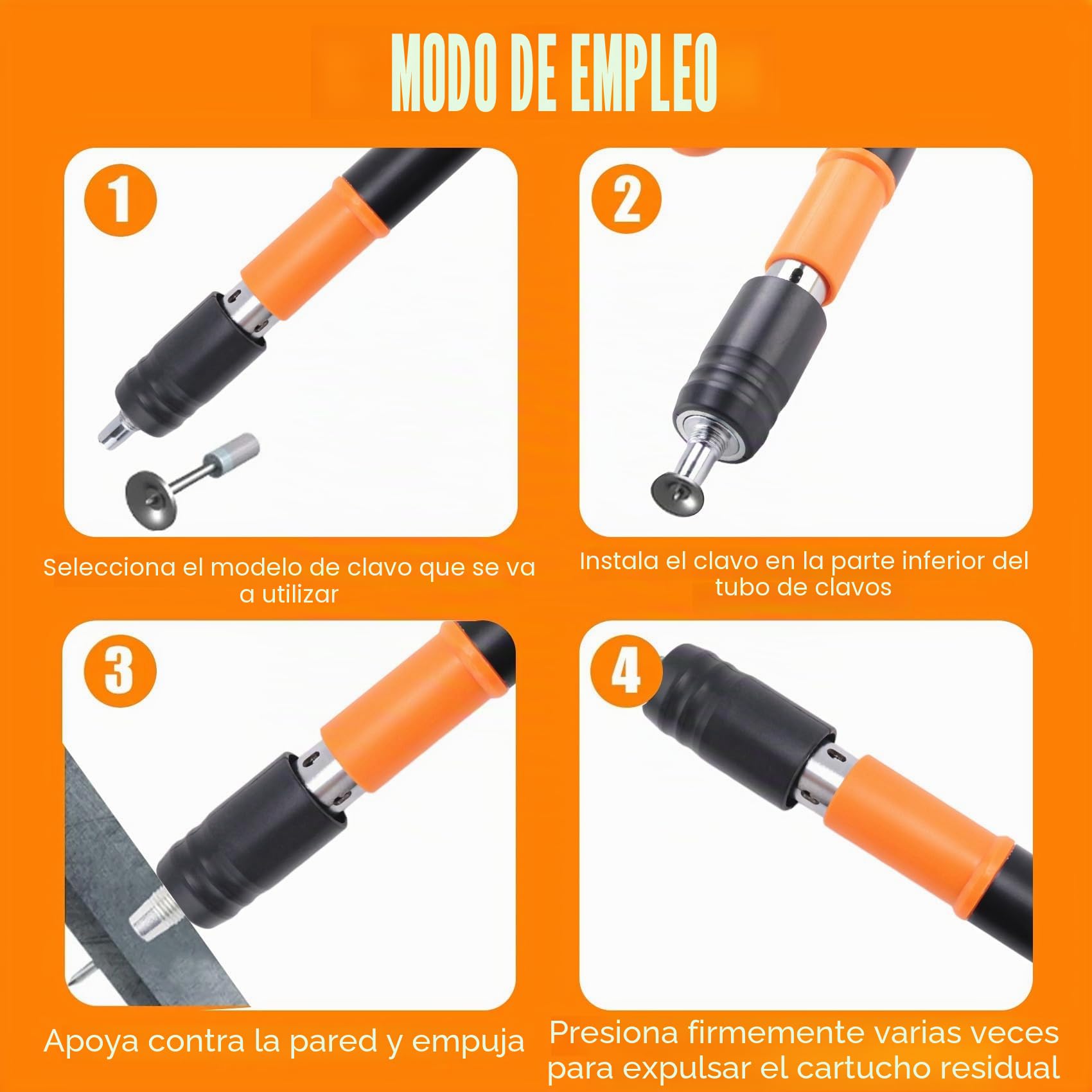Kit de herramientas de clavadora manual mini de Osmond, máquina de clavos manual, juego de herramientas de sujeción, máquina de clavos de aire, clavadora de pared de cemento ajustable para carpintería