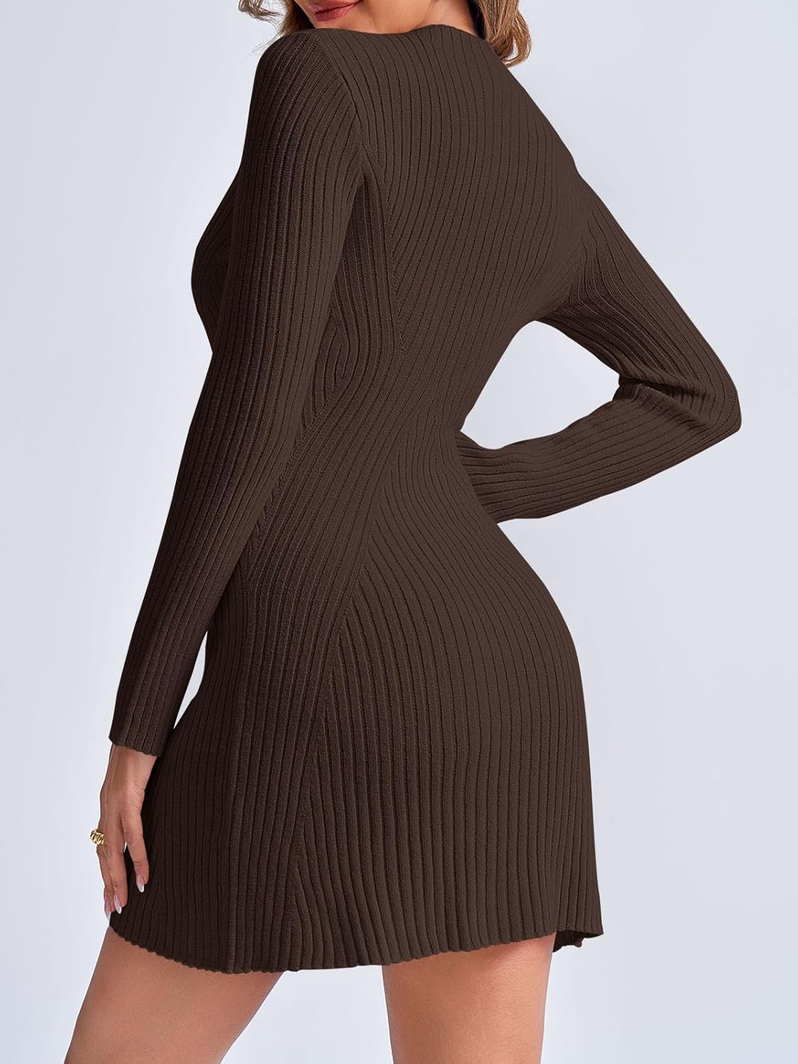 Saodimallsu Womens Long Sleeve Sweater Dress Bodycon Crew Neck Fall Slimming Knit Mini Dresses - Image 6