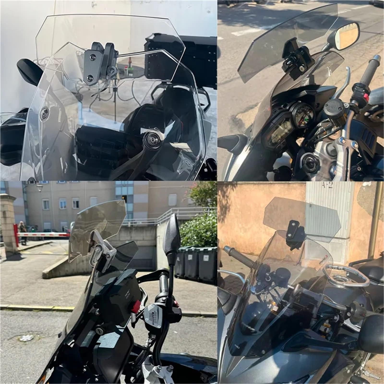 Przednia szyba motocyklowa Uniwersalny regulowany deflektor wiatru do motocykla, pasujący do Kawasaki, pasuje do BMW, pasuje do Ducati, pasuje do Hondy(Gray)