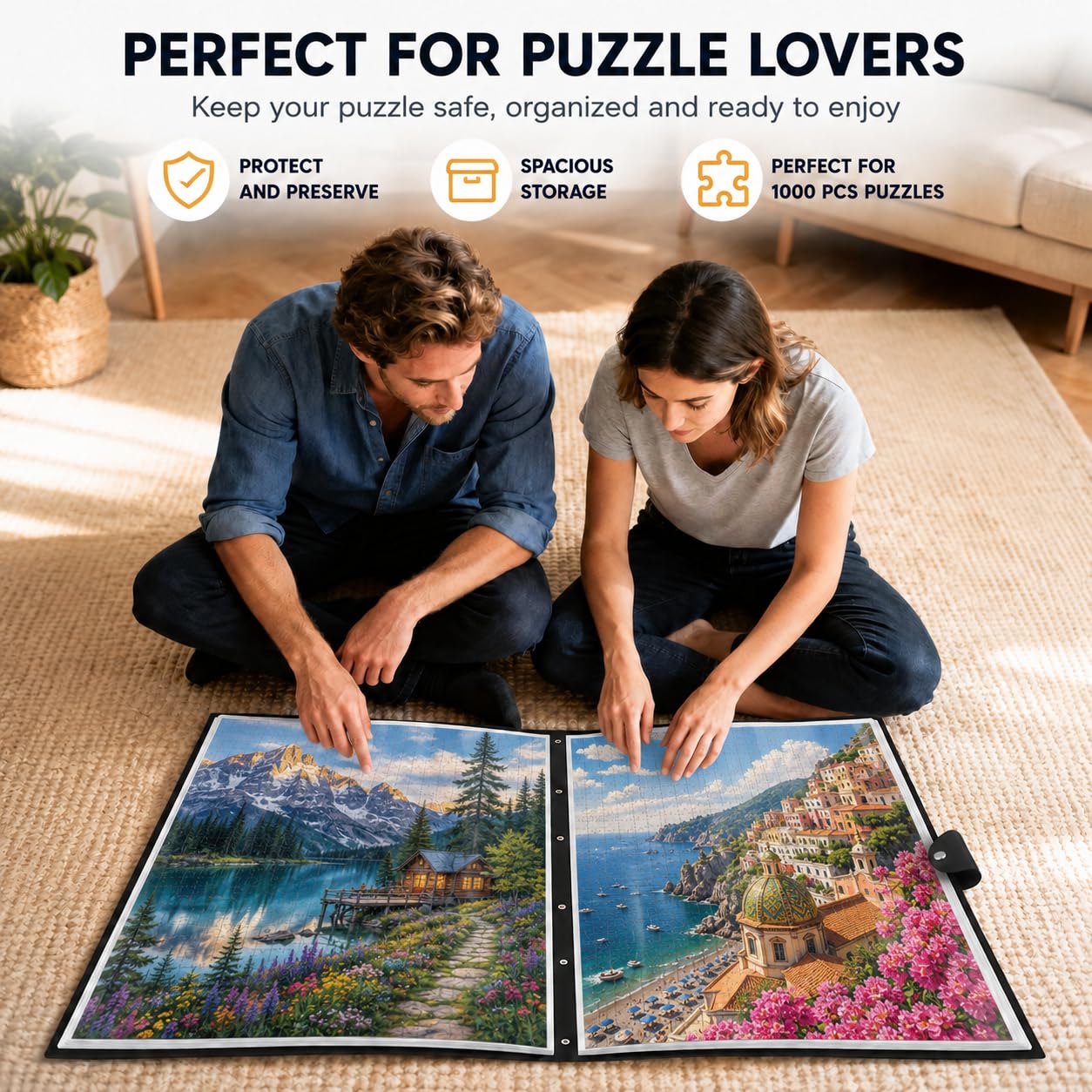 Carpeta de Almacenamiento de Rompecabezas, Album Puzzle 1000 Piezas, Guarda Puzzles con 26 Bolsillos, Organizador de Rompecabezas Portátil, Accesorios Puzzle para Amantes de los Puzles