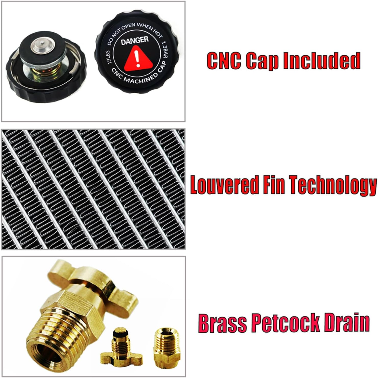 Honda Civic Aluminum Radiator Compatible With 1992-2000 1998 Honda Civic D15 D16 EK EG Acura Integra GS LS AT, 26MM 1 Row Core Cooling Radiators