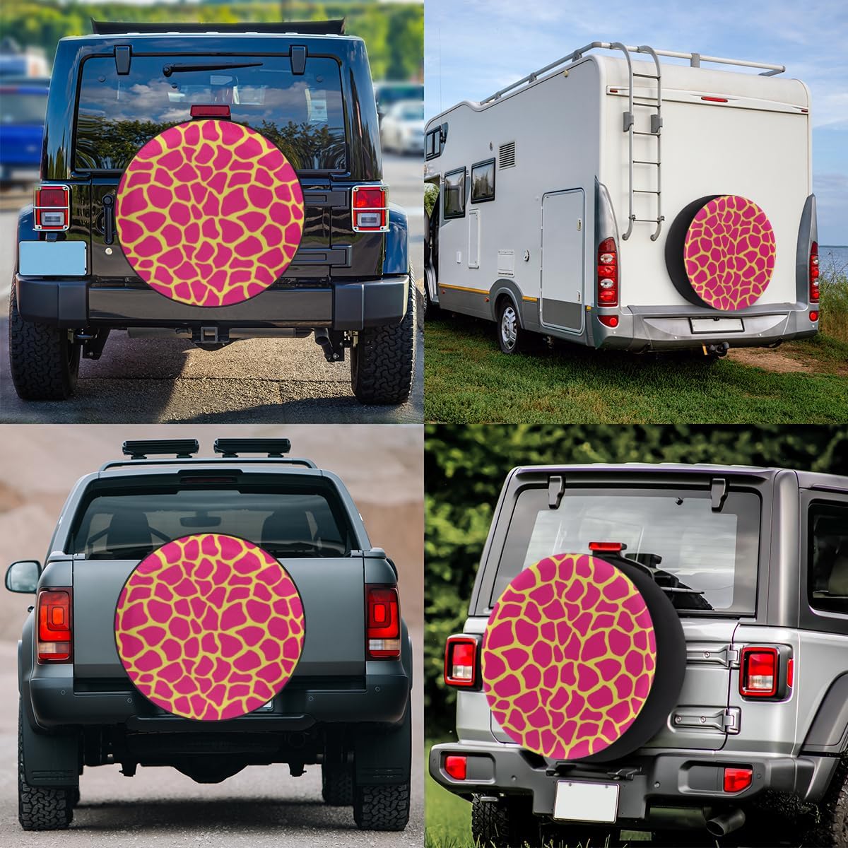 Irregular Pattern Tire Covers Portable Spare Tire Cover Soft Durable Waterproof Dustproof Set of 4 Bags 16 Inches for Car Truck SUV Trailer Camper