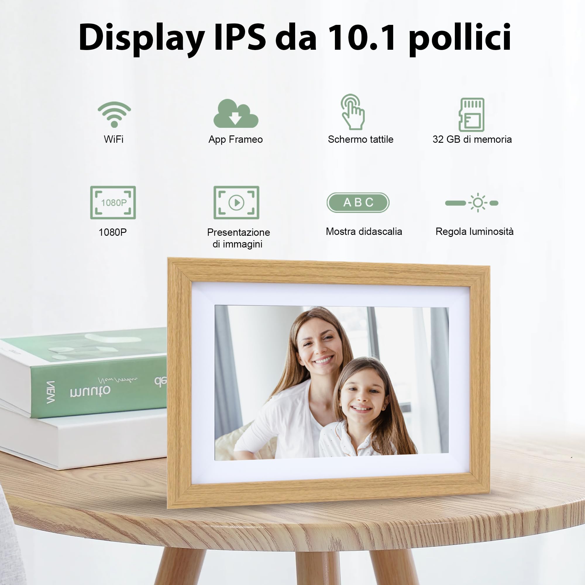 Veidoo Frameo 10 1 Pollici 32GB WiFi Cornice Foto Digitale 1280x800 IPS Touchscreen Rotazione Auto Condividi Foto Video tramite App Sincronizza Calendario Famiglia