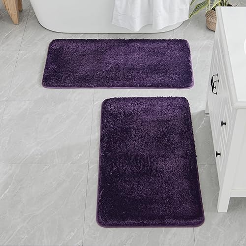 Miniatura 48 de MIULEE - Juego de 2 tapetes de baño antideslizantes y peludos de microfibra de felpa suave, extragruesos y absorbentes, para bañera y ducha, lavable