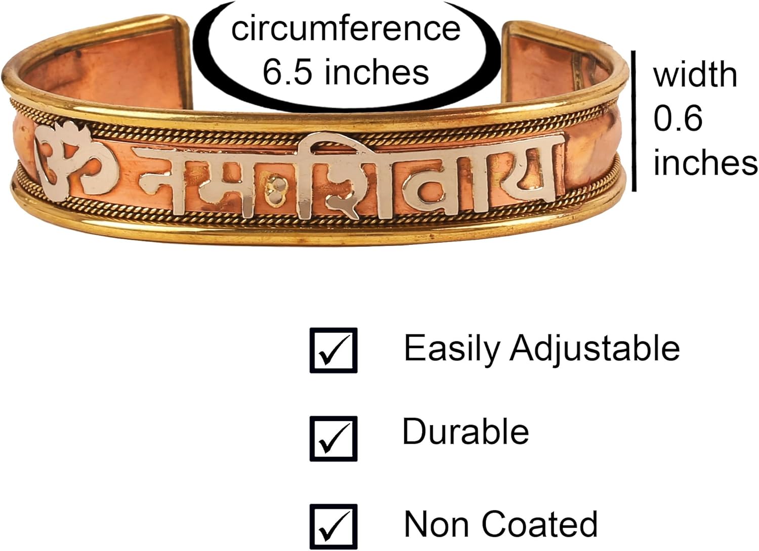 Touchstone Copper Bracelet Tibetan Style. Hand Forged with Solid and High Gauge Copper for Women Men. Hindu Spiritual Message - Image 4