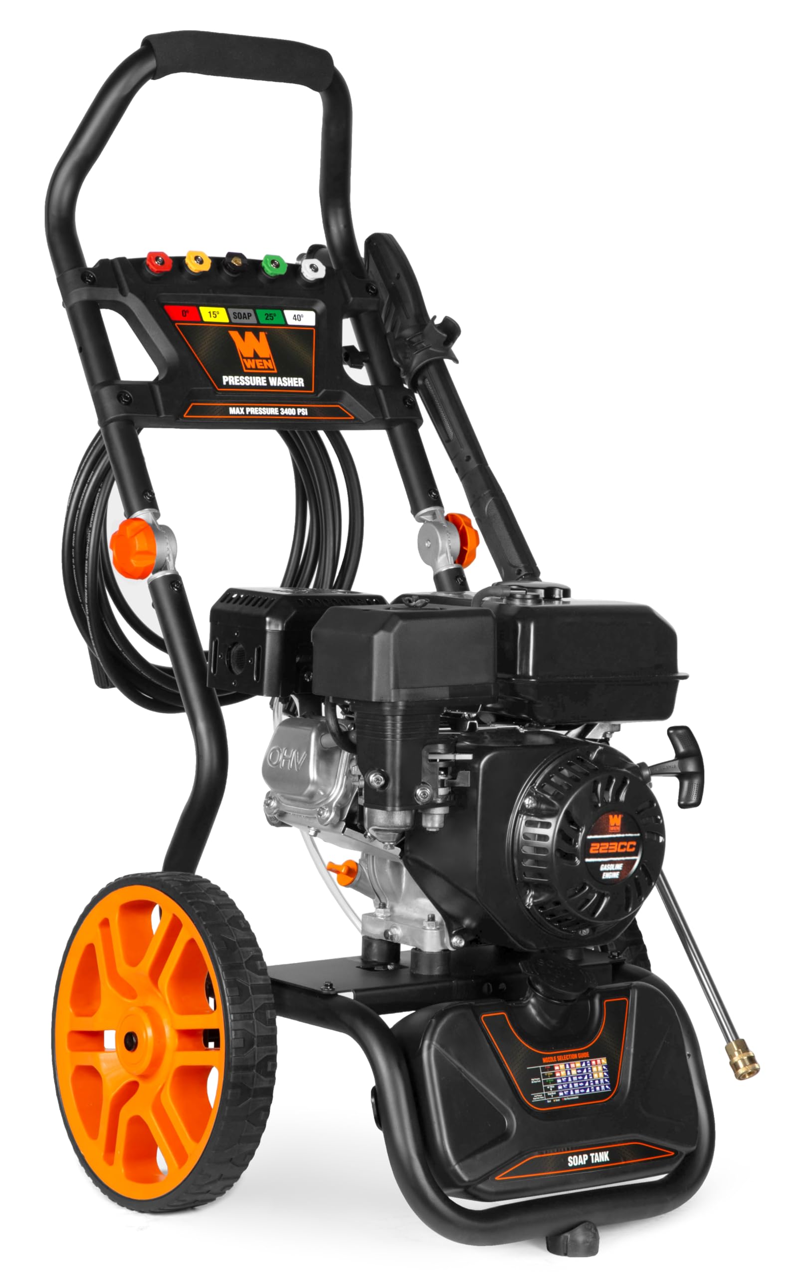 WEN 3400 PSI Gas Pressure Washer with 223cc Engine, 2.7 GPM Flow Rate and Onboard Soap Tank (PW224G)