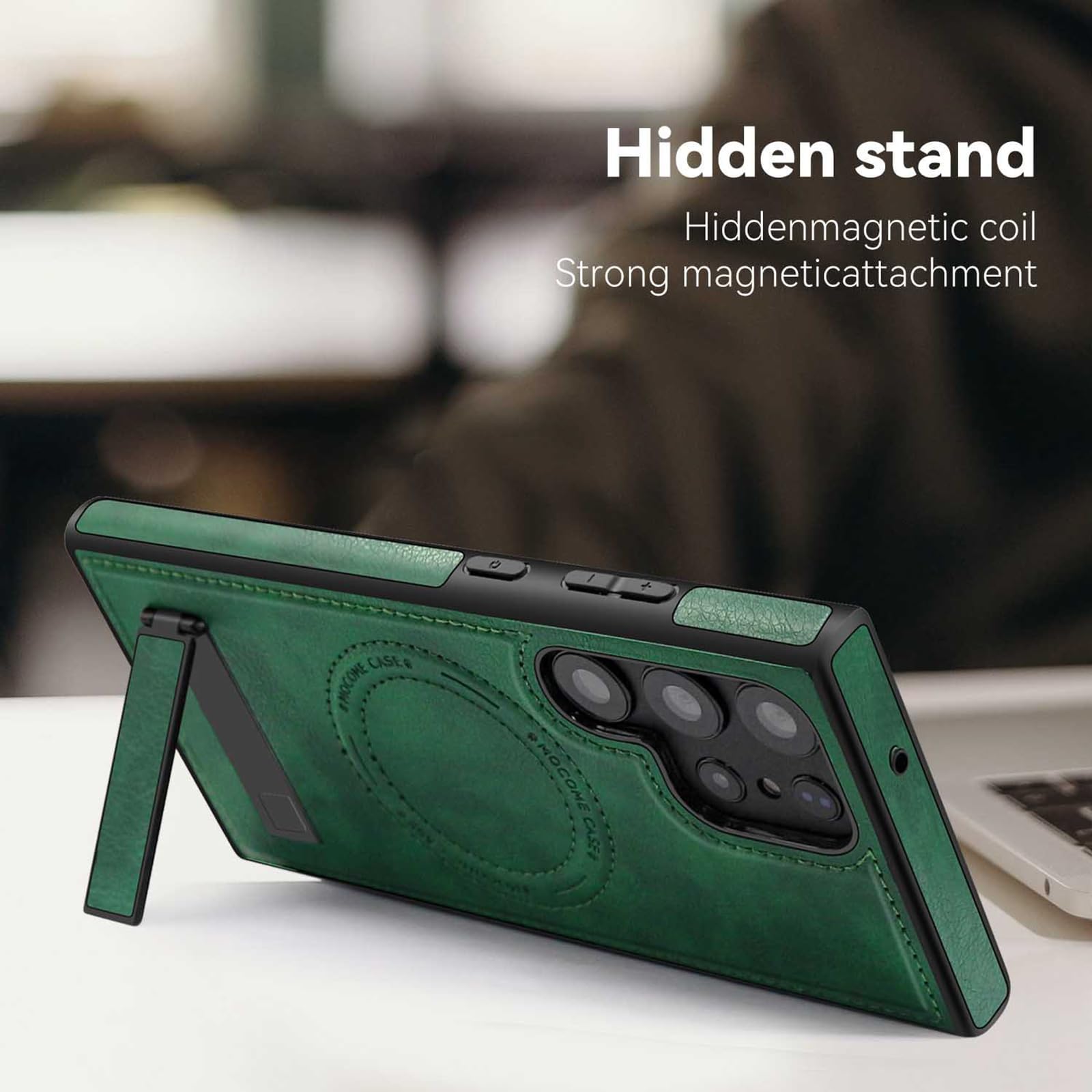 Magnetyczne etui do Samsung Galaxy S25 Ultra/S25 Plus/S25, cienki biznesowy skórzany pokrowiec z klapką z podstawką do ładowania bezprzewodowego, niebieski, S26 Ultra