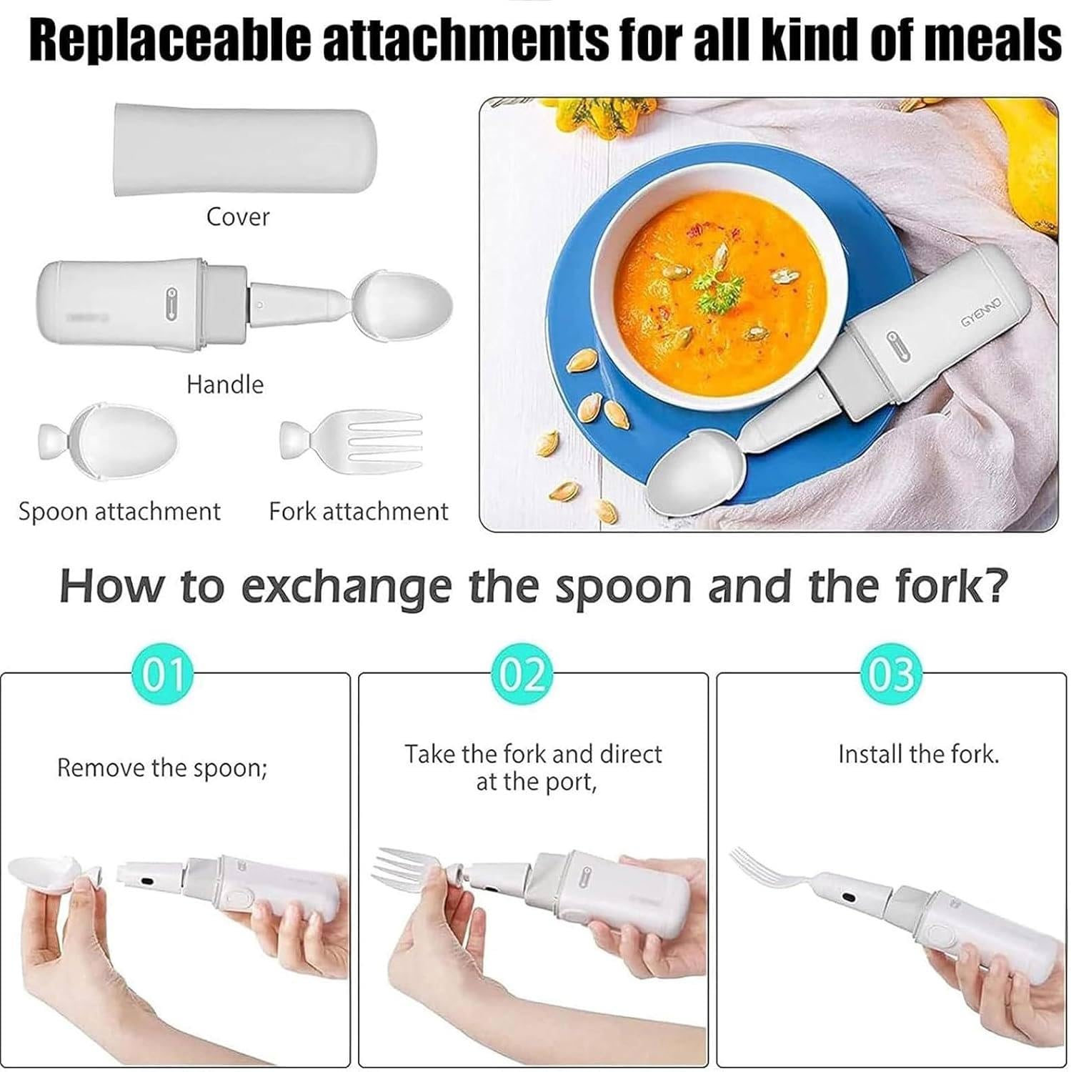 Utensilio para Parkinson para Temblores, Cuchara para Parkinson para Temblores De Manos, Autoalimentación, Cubiertos para Alimentación Adaptable Que Ayudan con Los Temblores De Manos