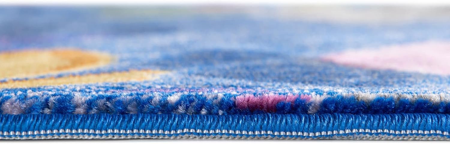 Unique Loom Blossom Collection Area Rug - Laura (5' 3" x 7' 10" Rectangle, Blue/ Gold)