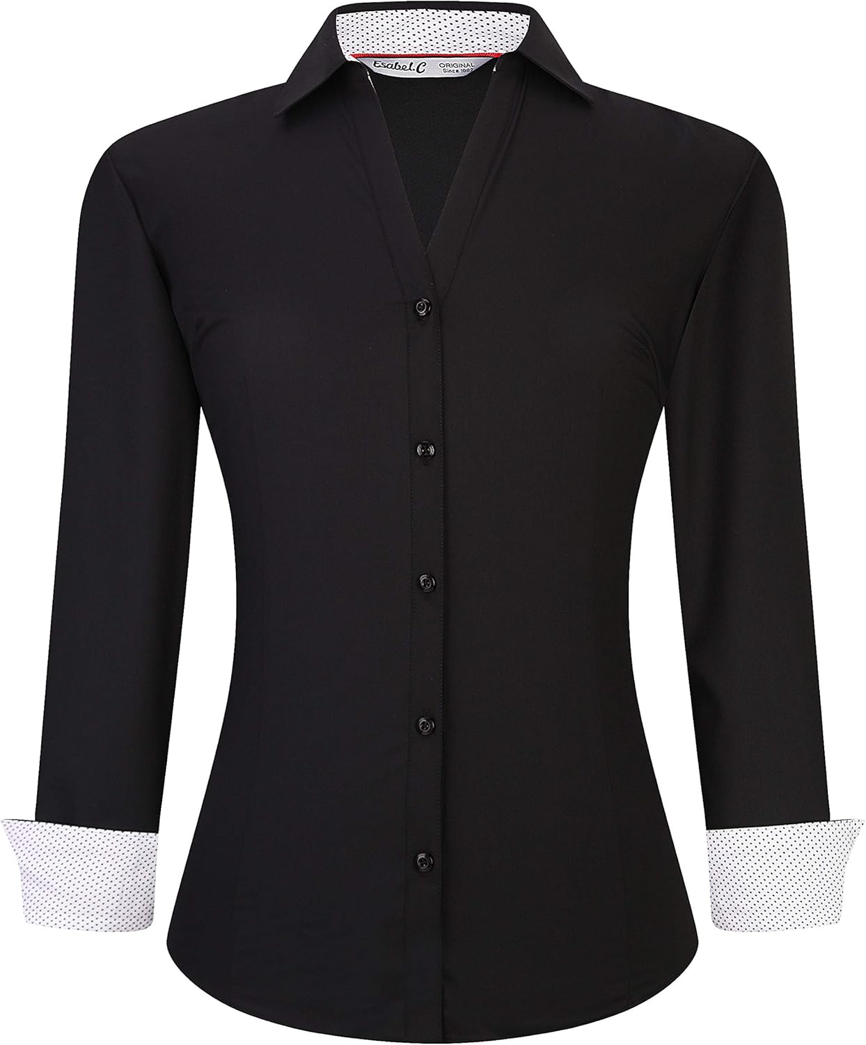 Esabel.C Womens Button Down Shirts Long Sleeve Regular Fit Cotton Stretch Work Blouse Amazon