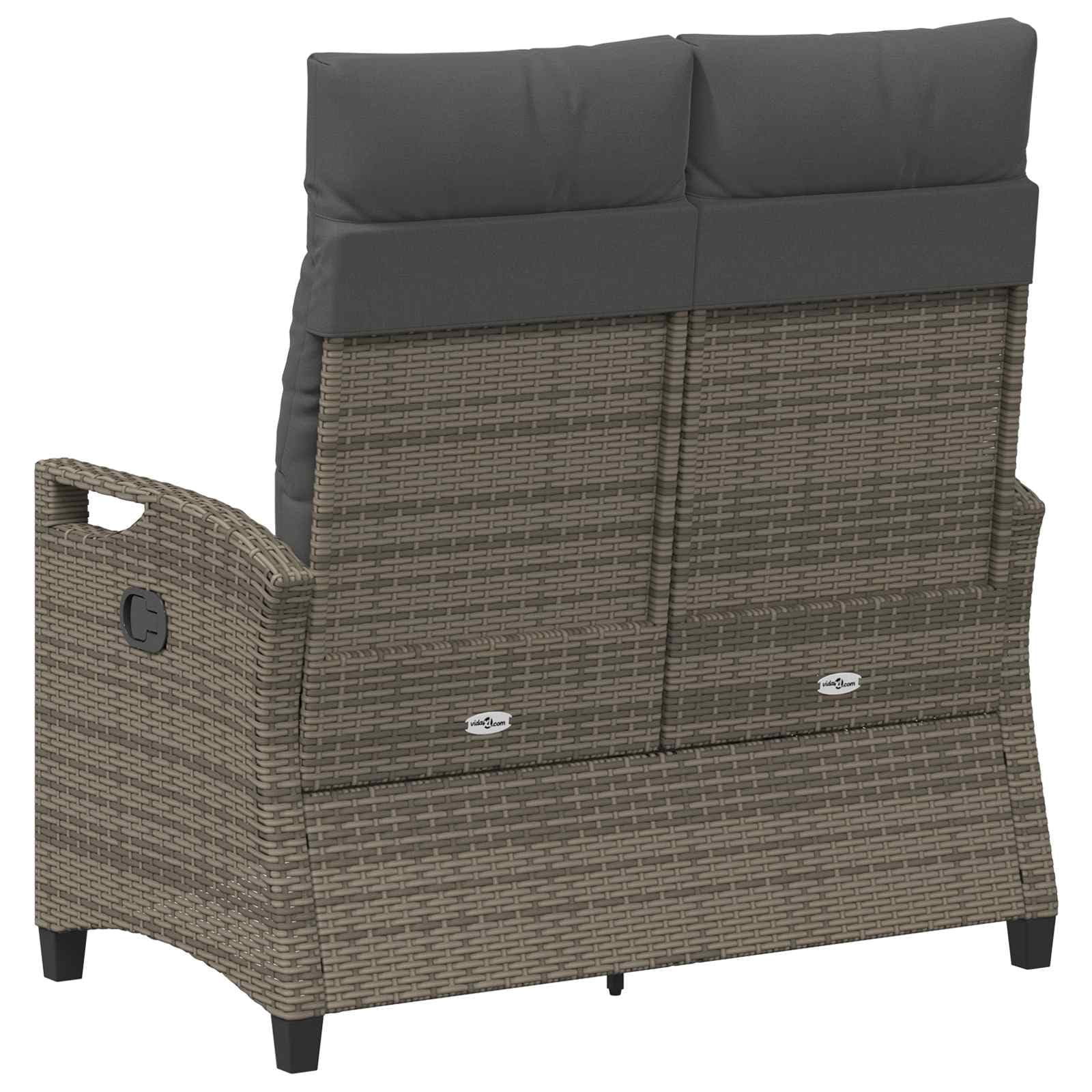 Gartenbank, neigbar, Stahlgrau und Polyester, 105 x 60 x 112 cm