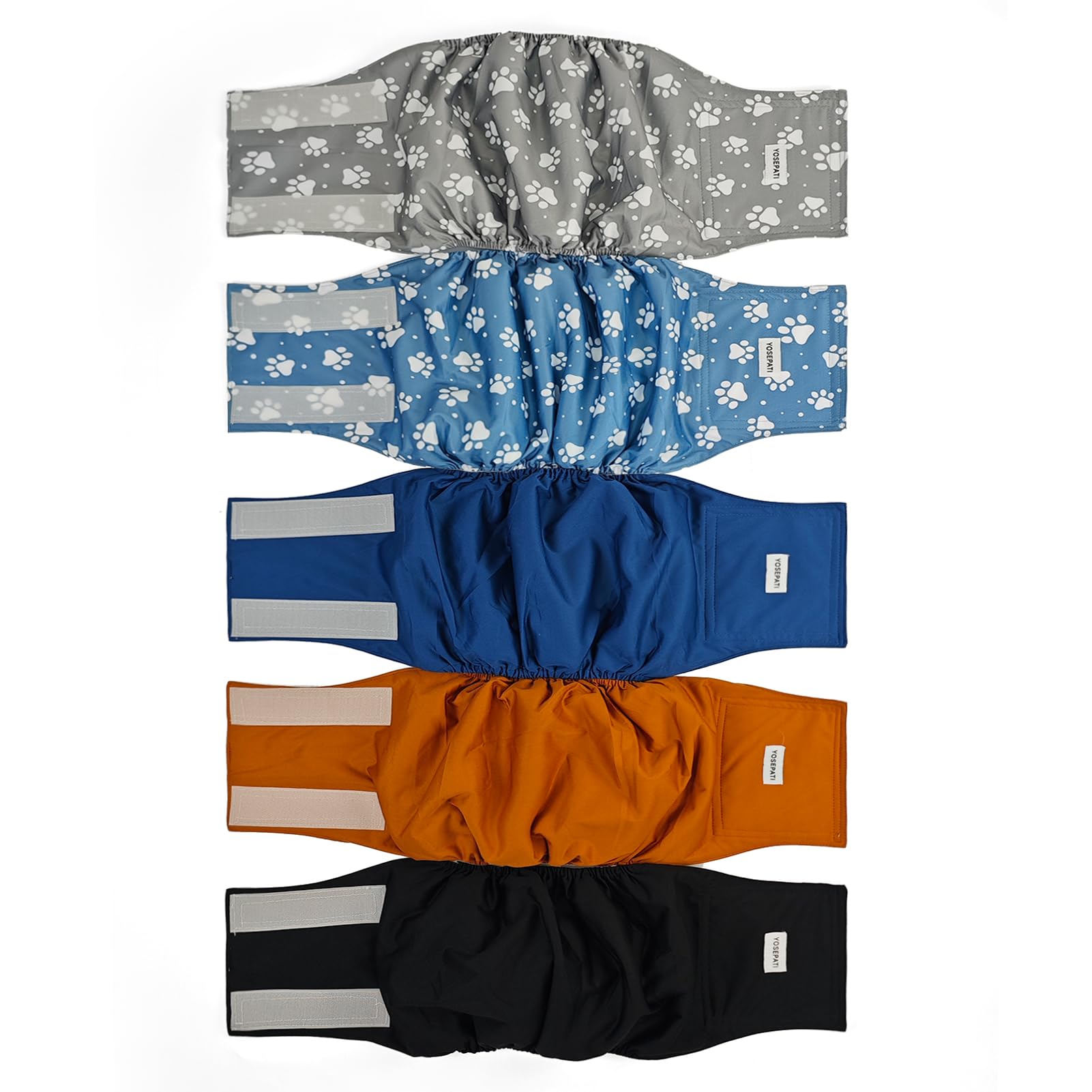 YOSEPATI 5 Pack Dog Diapers Male Reusable,Premium Washable Belly Bands for Male Dogs,High Absorbing Male Dog Wraps for Doggie & Puppy in Incontinence or Excitable Urination and Training (Medium)