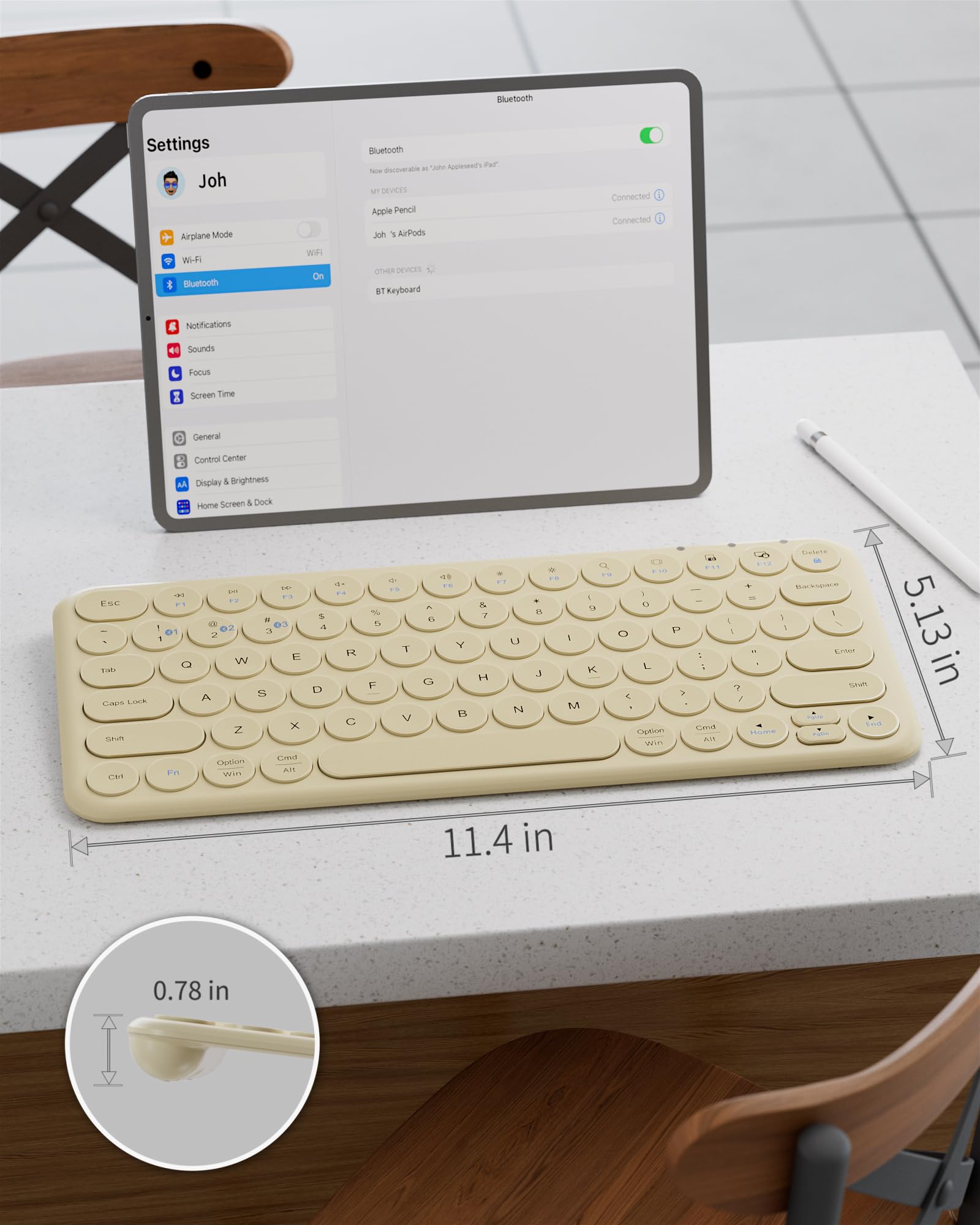Mini tastiera Bluetooth – multi-dispositivo portatile wireless – 78 tasti estetico silenzioso tastiera per iPad, tablet, laptop, computer, PC, notebook, Windows, Mac, Chrome OS, Android