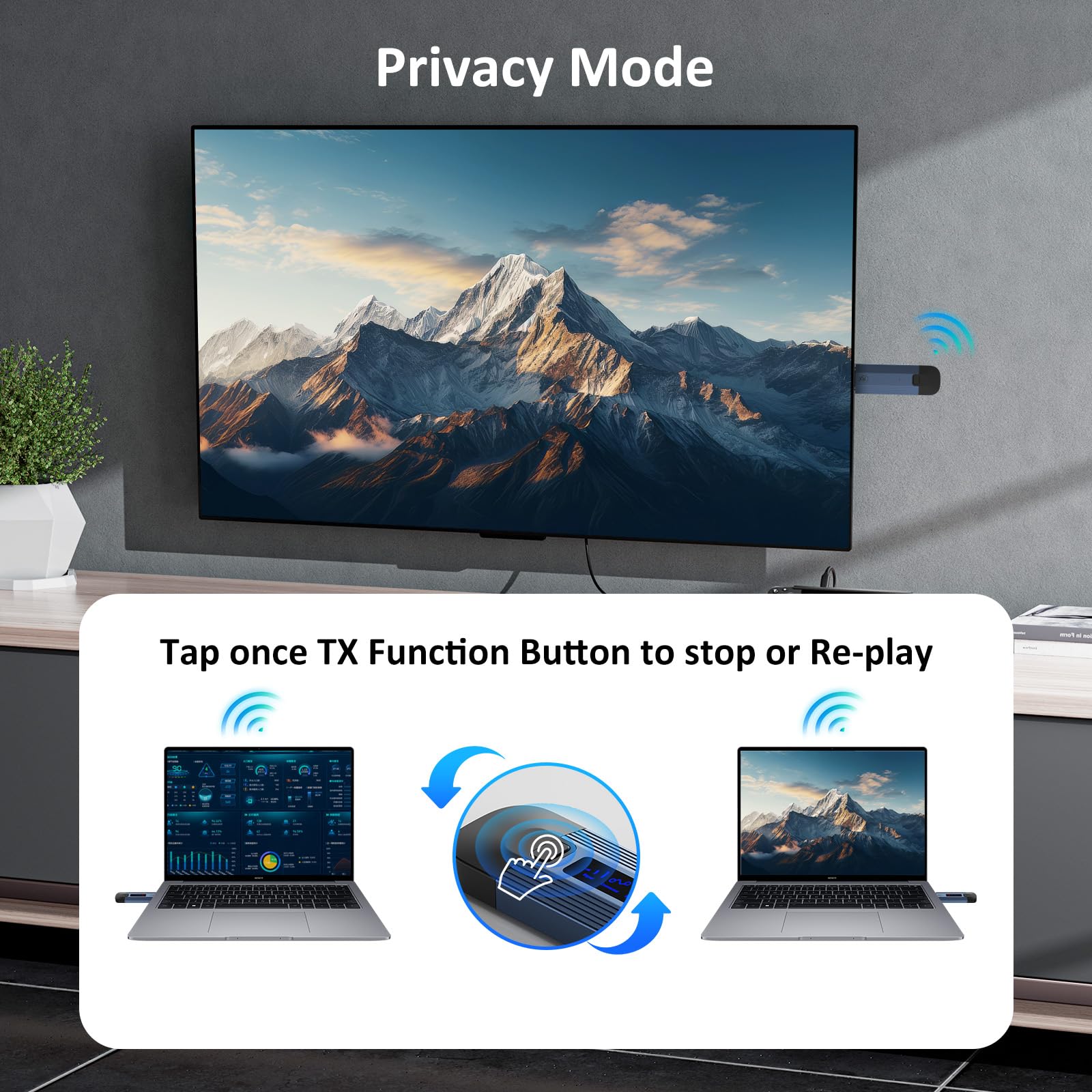 Bezprzewodowy nadajnik i odbiornik HDMI 4K, Plug & Play, przenośny, bezprzewodowy przedłużacz HDMI, metalowa obudowa z ekranem LED, bezprzewodowy transmiter HDMI i odbiornik, strumieniowe przesyłanie