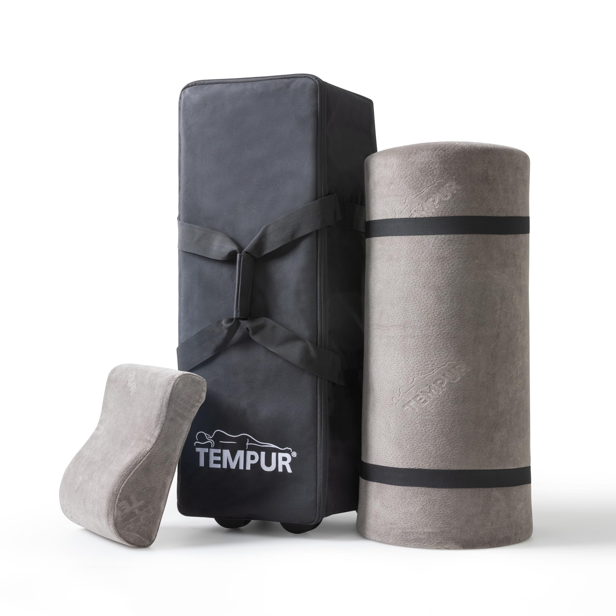 Set de viaje TEMPUR de 3 piezas con práctico trolley, 5,5 kg | Almohada cervical de viaje y colchoneta de viaje, perfectas para llevar a cualquier lugar.
