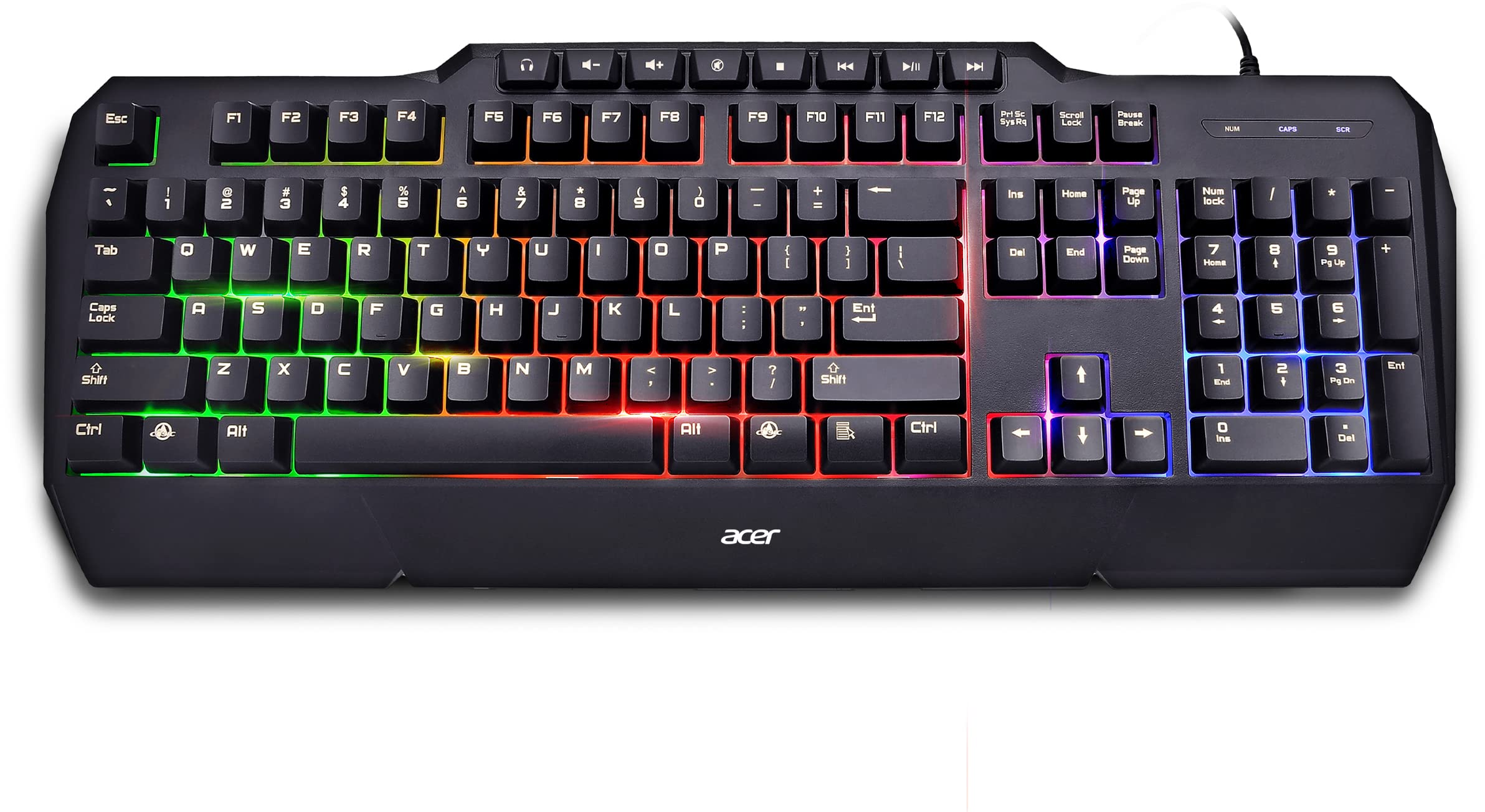 ACER tastiera gaming STELLAR-GK1600, cablata, a membrana, layout italiano, sistema retroilluminazione LED RGB, 105 tasti, 26 tasti anti-ghosting, 8 tasti multimediali