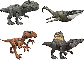 Boneco com Som Dinossauro Jurassic World Aprox. 30 cm Mattel. Articulado com efeitos sonoros e aparência realista. Ideal para crianças a partir dos 4 anos.
