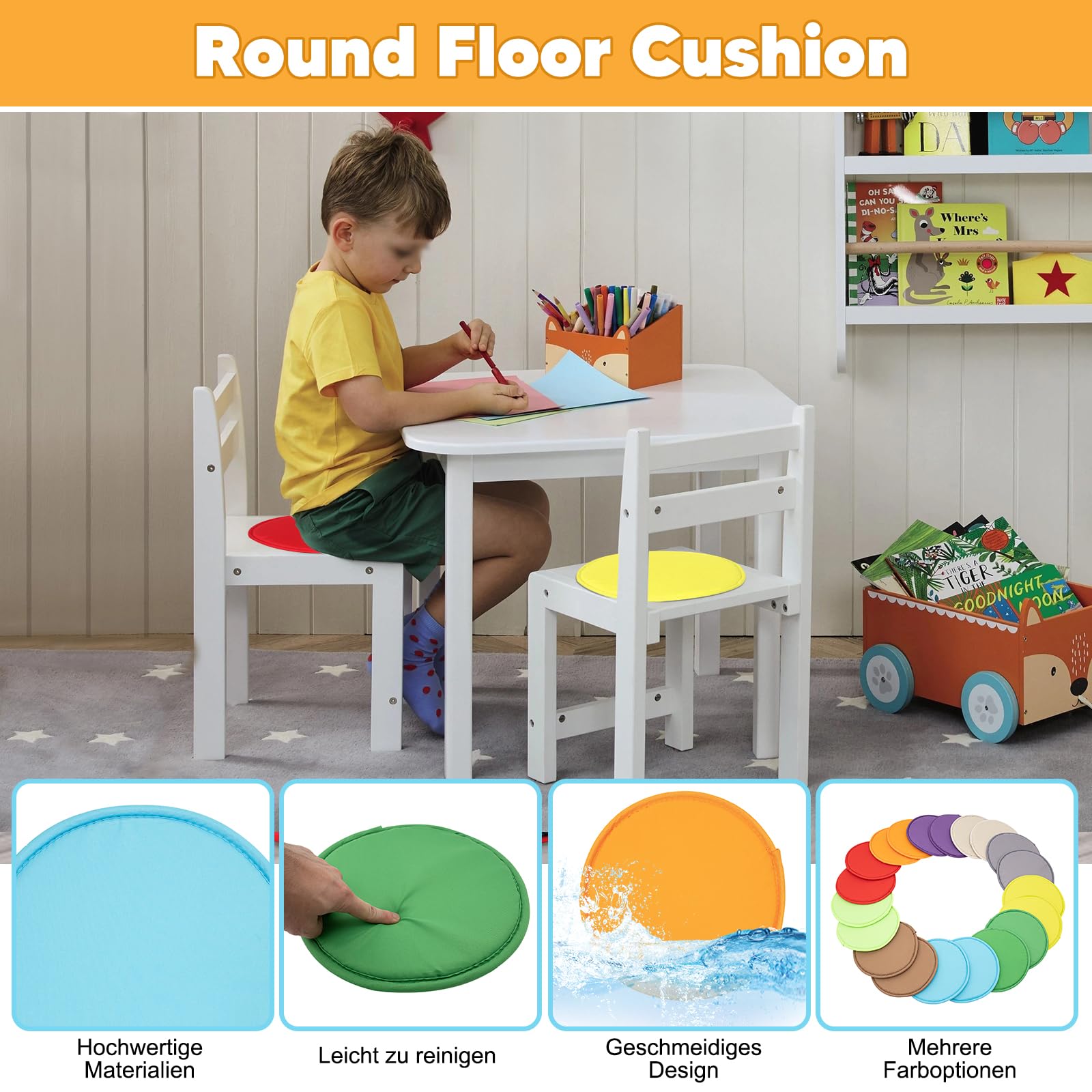 Set di 20 cuscini di seduta rotondi in gommapiuma, per esterni, bambini, antiscivolo, per bambini, scuola, asilo, multicolore