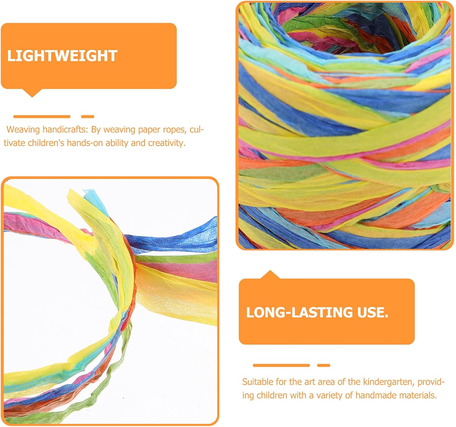 POPETPOP Multicolor Raffia Paper Ribbon Twine String for DIY Crafts, 6-Color Bundle 80m, Eco-Friendly Paper Cord for Wrapping and Handmade Art Projects