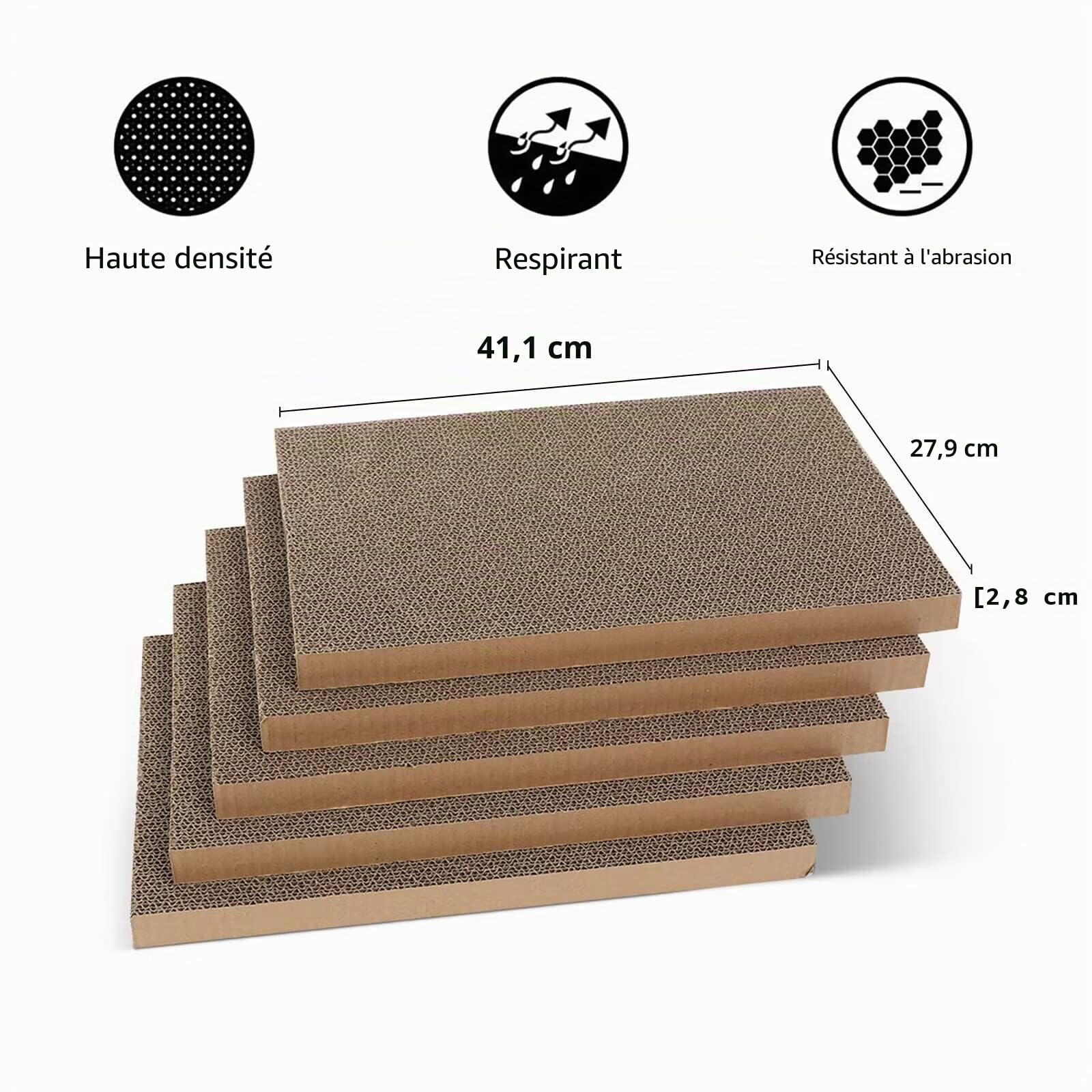 FUKUMARU Chat Grattoir Carton 5 PCS avec Boîte, Réversible Cat Scratch Pad, Kitty Ondulé Grattoir Lit