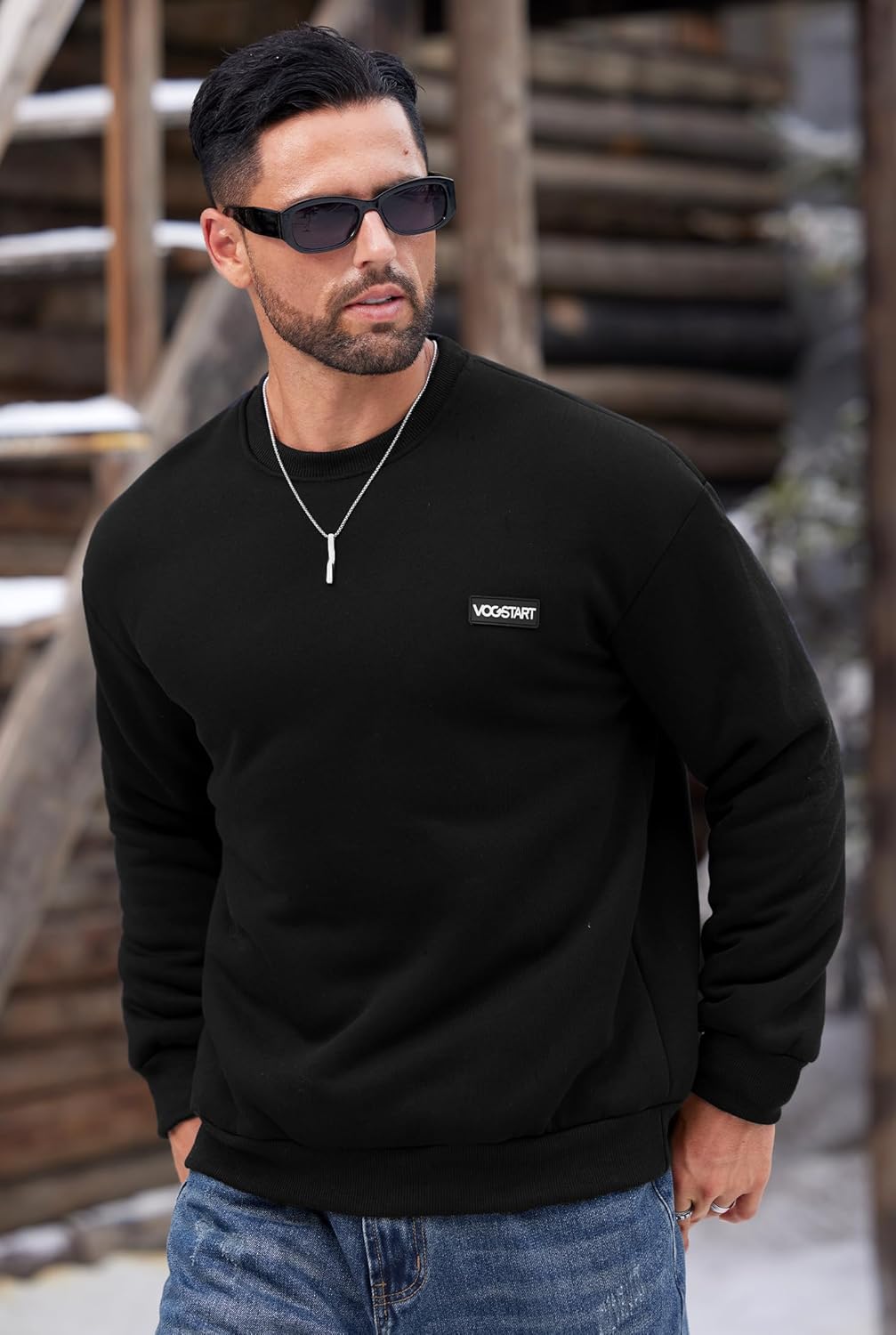 Men Sherpa-Lined Sweatshirt Thermal Winter Heavyweight Pullover(S-3XL) - Image 3