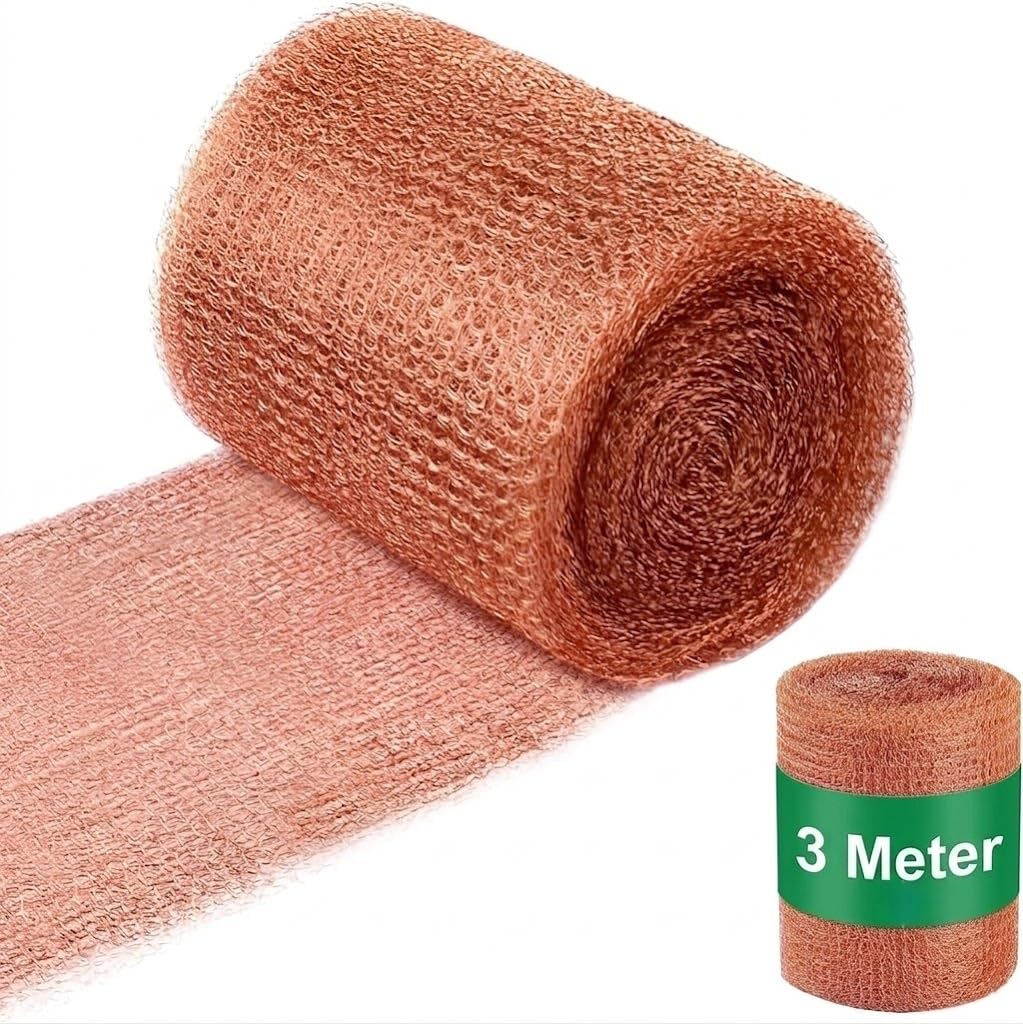 Vesmiga Copper Mesh Slug Repellent - 3m x 12.5cm Copper Wire Mesh Mouse Hole Filler, Slug & Snail Barrier, Rat Proofing Mesh for Garden Plants, Vents, Pipes, Indoor & Outdoor Use