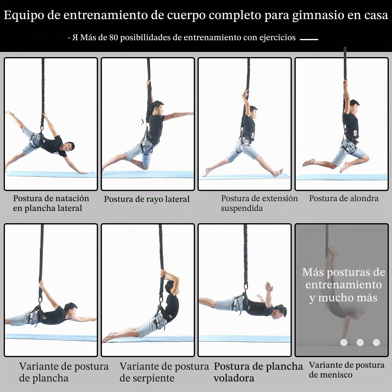 DASKING Heavy Bungee Band Set, Air Yoga Resistence Bungee Stretch Gürtel 4D Coreografía Tanzseil, Exercise Resistance Belt Training Fitness Home Gym Professional Trainingsausrüstung