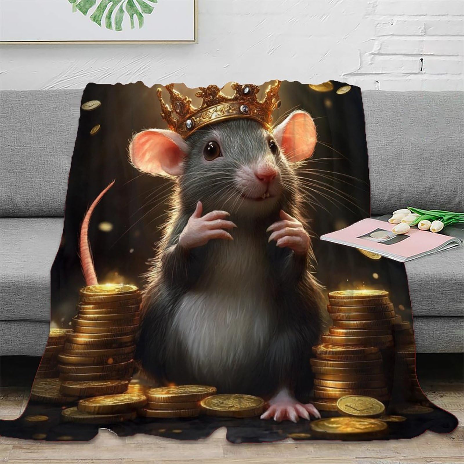 Jeté de lit Mouse King cadeau parfait pour colocataires et gammers