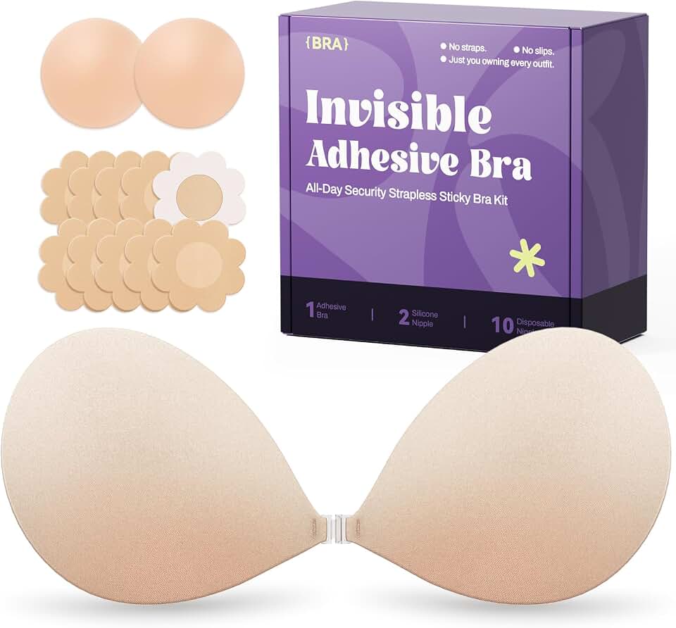Invisible Strapless Sticky Bra Push up for Women, Ultra Adhesive Bra for Backless Dress, Cleavage Bra Lift Novelty Bras ClimatePartner certified