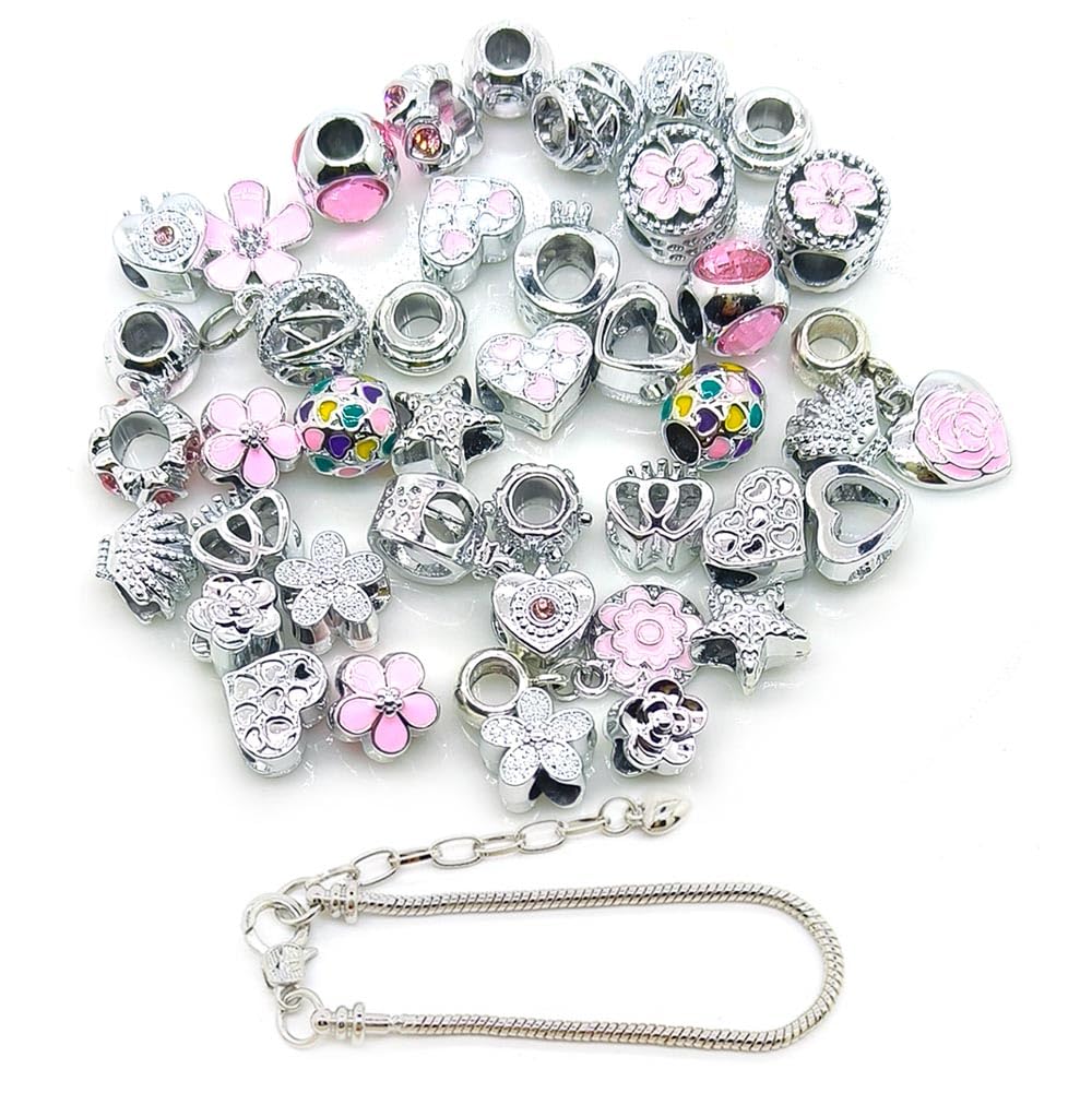 Kit de fabricación de pulseras de abalorios rosas para tardes creativas y de moda 3
