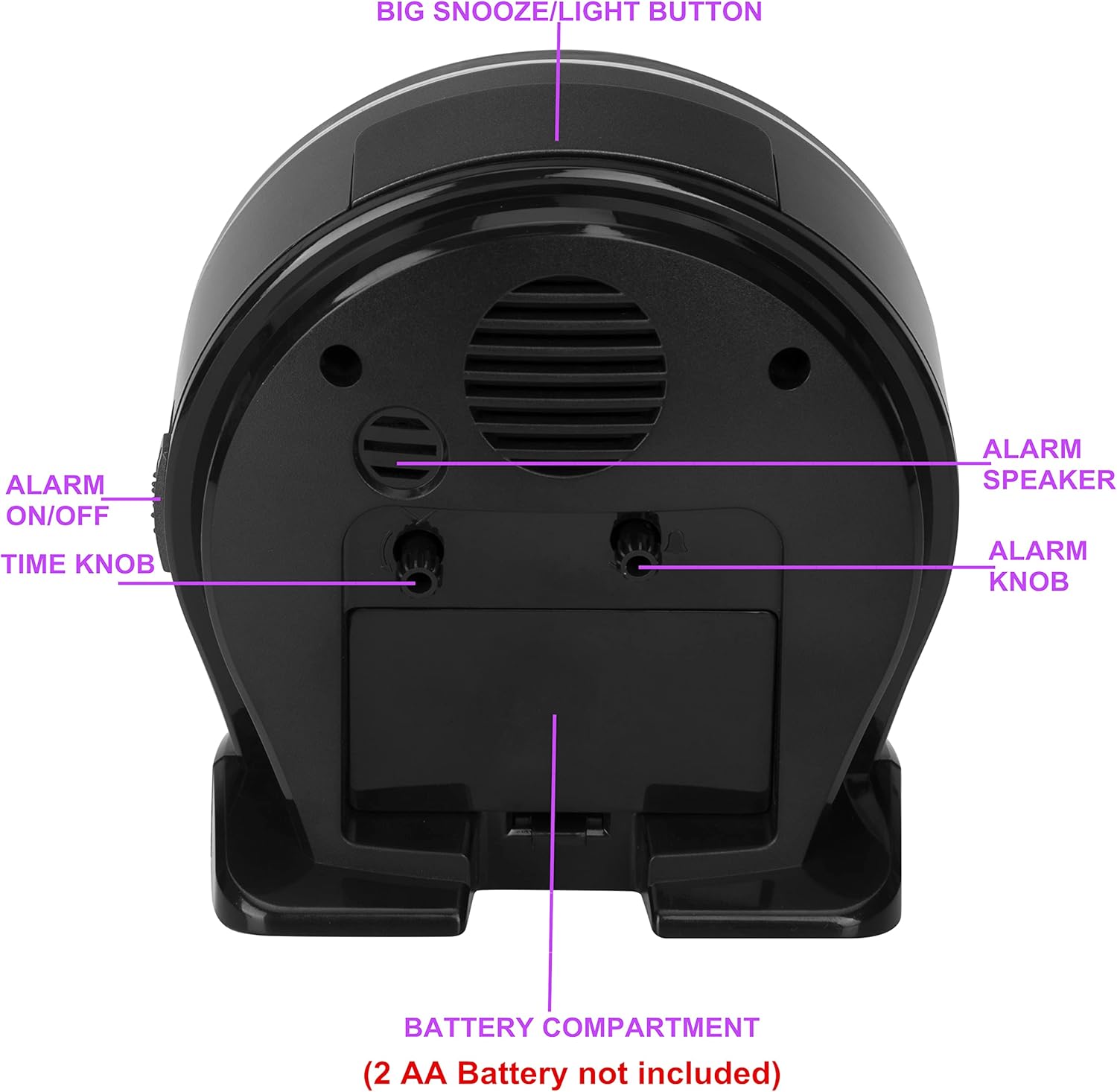 EASIBEST Silent Analog Alarm Clock with LED backlight activated