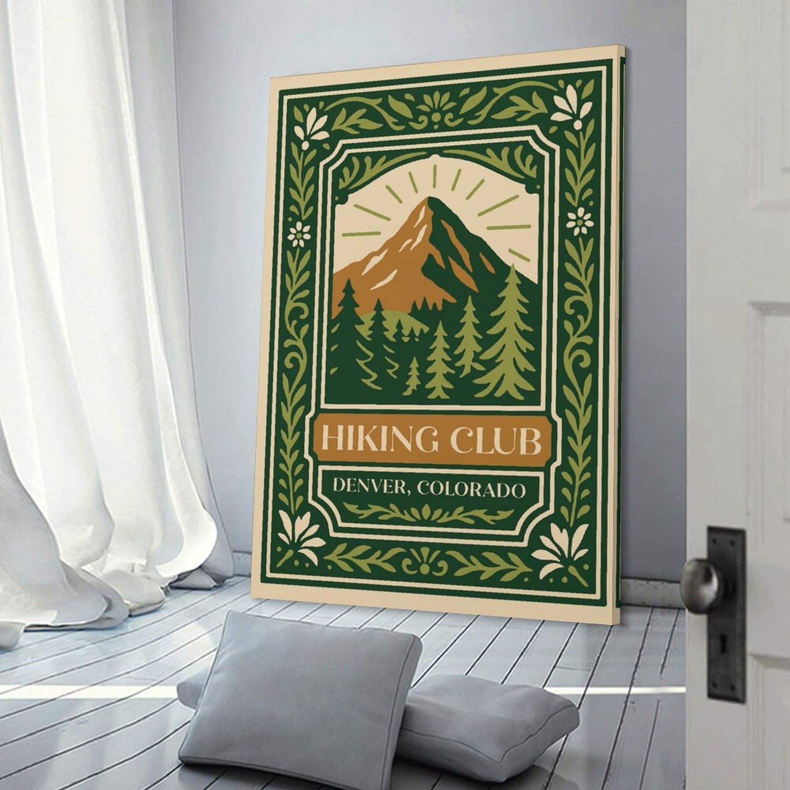 Junmoney Decorative Canvas Print Hiking Club Denver Colorado, 12x18inch(30x45cm), for Entrance Spaces, Stair Walls Or Halls, A Neat Decor Update for Hallways