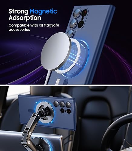 Vista 90 de Magnetic for Samsung Galaxy S24 Ultra Case [Compatible with MagSafe][Built-in Camera Lens Protector] Slim Soft Bumper TPU Shockproof Phone Shell